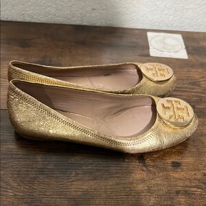 Tory Burch Metallic Gold Flats